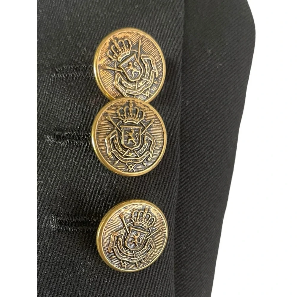 Roberto Visconti Mens Black Double‎ Breasted Blazer Gold Crest Buttons Size 40R